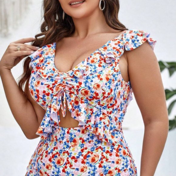 NWOT SHEIN Plus size Floral One Piece Swimsuit - Picture 3 of 7